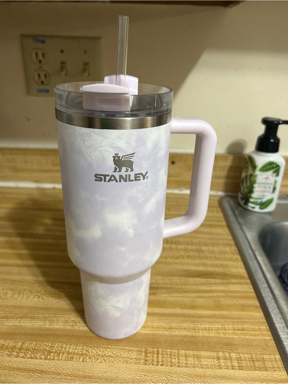 Stanley Lavender Marble Travel Tumbler with Handle and Straw